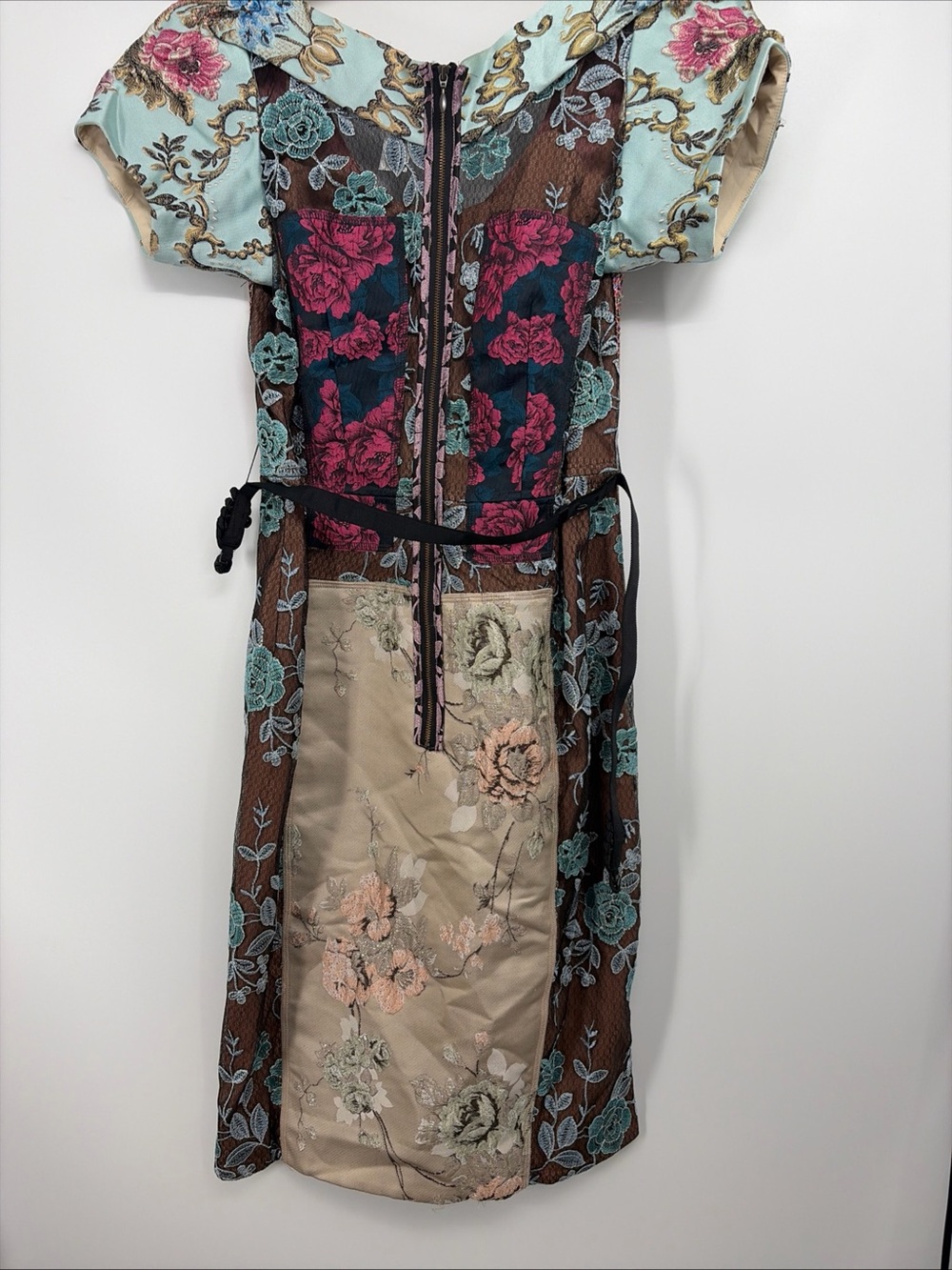 Beguile By Byron Lars Pierced Brocade Dress With BELT Sz 6 - Picture 8 of 9